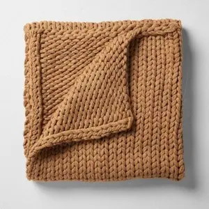 50"x70" Oversized Solid Bed Throw Warm Brown - Casaluna