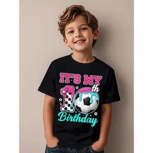 Soccer 10 Year Old Ice Cream Drip Youth 10th Birthday Novelty Aesthetic Graphic Kid T-Shirt Popular Kid T Shirts Streetwear Tees Tops for Kid