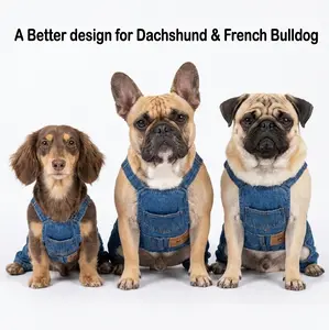 REPET Denim Dog Overalls for Dachshund & French Bulldog44lb dogs max! | Breathable Summer Pet Jumpsuit with Pockets | Cute Workwear Style Dog Clothes Small Medium Dogs！Make sure you measure the size and order!
