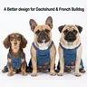 REPET Denim Fabric Dog Overalls - Dachshund & French Bulldog Fit (Max 44lb, L:9.9lb-14.3lb), Breathable Pocket Cute Workwear Jumpsuit for Small-Medium Dogs, All-Season Pet Clothing (Please Check the Size Chart Before Ordering)