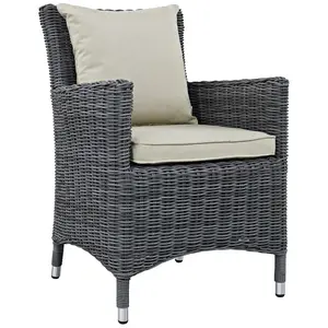 Modway Summon Dining Outdoor Patio Sunbrella® Armchair in Antique Canvas Beige
