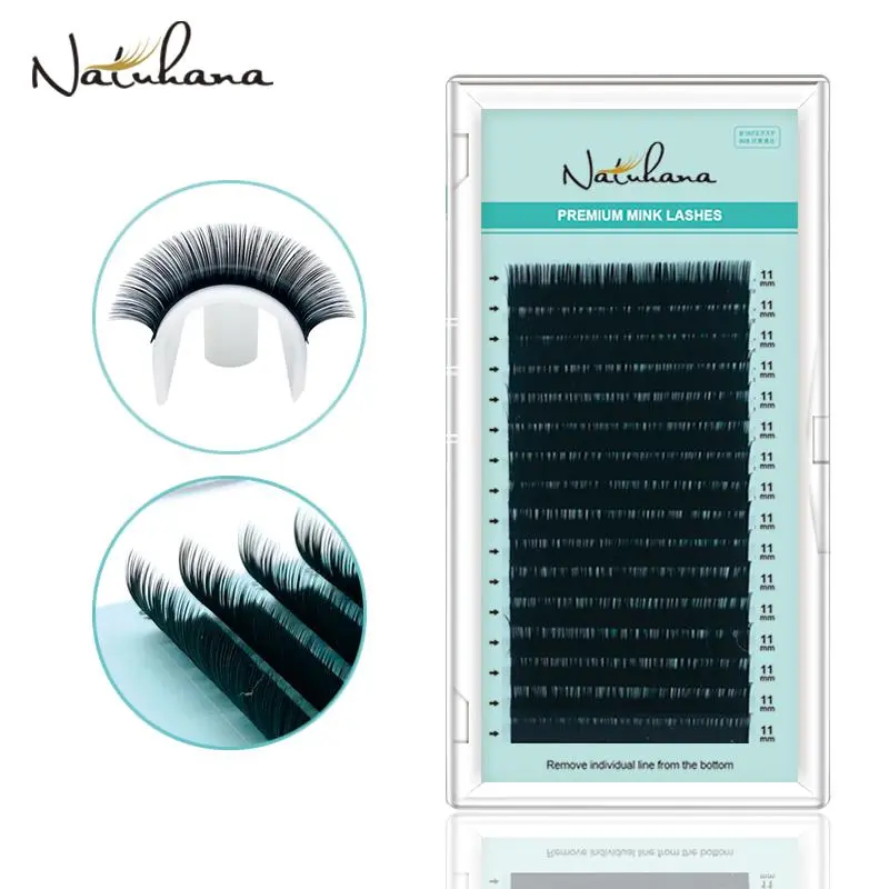 NATUHANA 16Rows B C CC D Eyelash Extensions Individual False Cilio Natural Soft Mink Lashes High Quality Matte Fake Eyelashes 2026 New