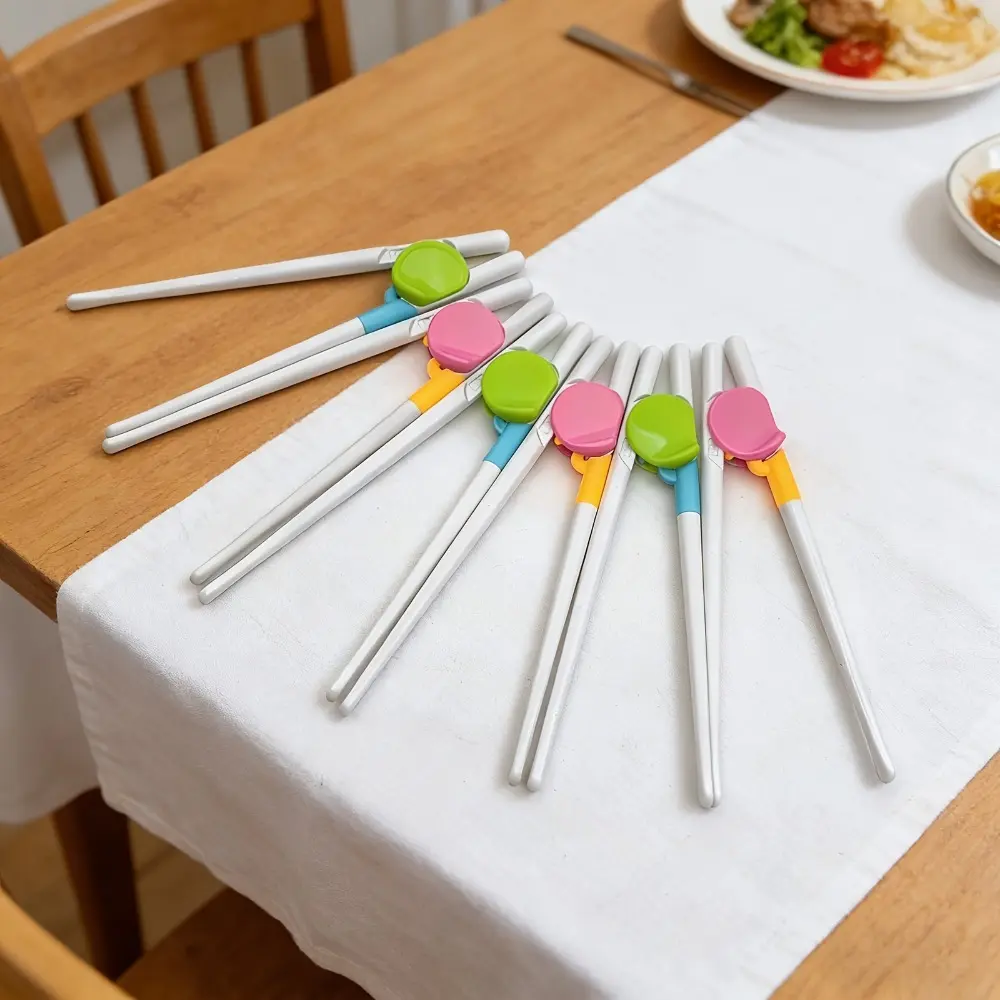 Training Chopsticks, 6-Pair Macaron Color Reusable Set for Unisex Kids & Beginners, Ergonomic Easy-Grip Hold, Non-Slip Practice Utensils, Cutlery