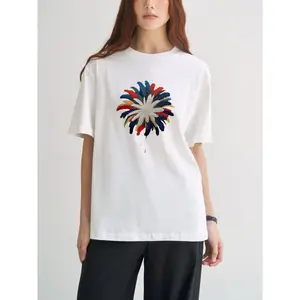 Casual Style Men's Women's T-Shirt Colorful Flower Design Summer Wear Gift For Friends And Family