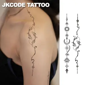 JKCODE TATTOO Waterproof Semi-Permanent Tattoo Stickers - Fish & Sunflower Design, Herbal Juice Temporary Tattoos for Women, Long-Lasting 15 Days, Hand, Neck, Shoulder, Body Art for Music Festivals & Parties, Festival Accessories