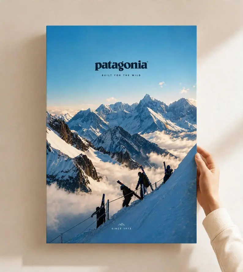 Patagonia Snow Peak Mountain Artwork Print - Alpine Landscape Wall Art Poster, Home Decor for Home Supplies