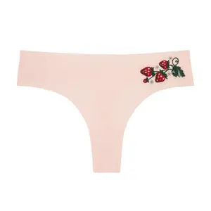 New Soft Seamless Thong with Embroidery