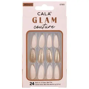 CALA Glam Couture | Medium Almond Glitter Press On Nails