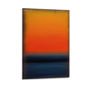 Mark Rothko's Poster,Blue, Black, Orange Abstract - Rectangular Color Regions. Ideal for Canvas Art, Wall Prints, Modern Family & Bedroom Decor. Poster Canvas Wall Art For Bedroom Decor Bar Office Room Decor Gift