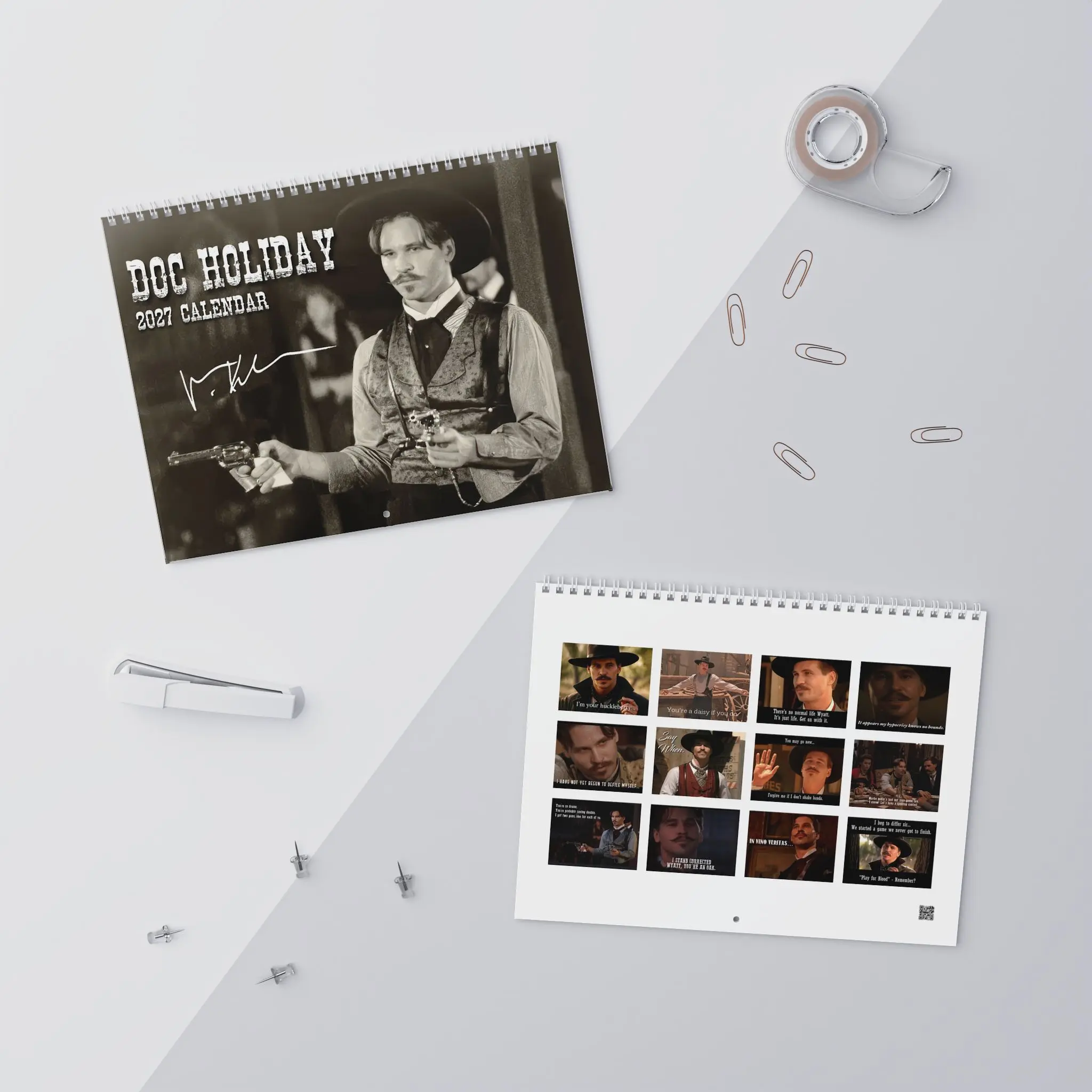 Tombstone Doc Holliday Cowboys Calendar 2027, Val Kilmer Vintage Old Western, Val Kilmer Western Calendar, Im Your Huckleberry