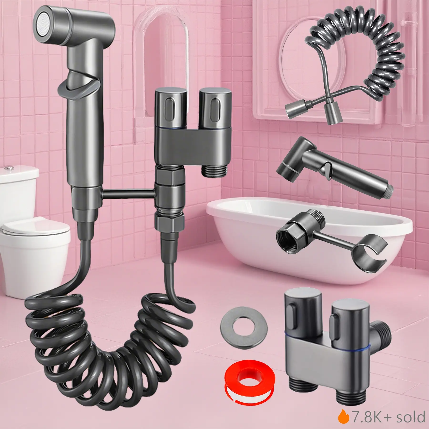 6-Piece Toilet Bidet Set, Including Handheld Bidet Sprayers & Dual-Control Valve, Modern Bidet Sprayer - High-Pressure Boosted Design, Fast and Efficient Cleaning, Multi-Scene Application for Home Toilet, Bathroom & Sink, Ideal for Daily Family Use