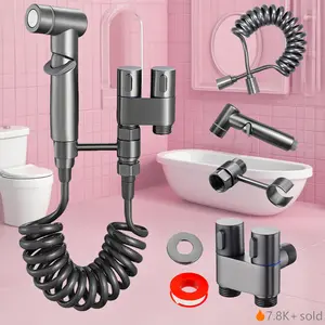 6-Piece Toilet Bidet Set, Including Handheld Sprayer & Dual-Control Valve, Modern Bidet Sprayer - High-Pressure Boosted Design, Fast and Efficient Cleaning, Multi-Scene Application for Home Toilet, Bathroom & Sink, Ideal for Daily Family Use