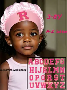Smooth Satin Letter Hat, Fashionable Comfort Sleep Cap, Sleeping Bonnet, Breathable Non-Slip, Daily Hair Care Hat for Ages 3-8, Sleep Bonnets