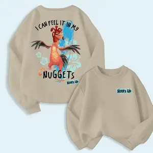 Surf’s Up Chicken Joe Sweatshirt, I Can Feel It In My Nuggets Funny Meme Crewneck, Retro Surf Movie Graphic Cozy Unisex Streetwear