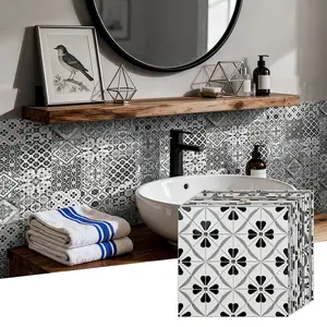 24 Sheets Waterproof Self-Adhesive Wall Tiles, Linear Pattern Design, Suitable for Kitchen Backsplash, Furniture, Stairs, and Bathroom Walls, 3.94 inches x 3.94 inches, 5.9 inches x 5.9 inches, 7.87 inches x 7.87 inches