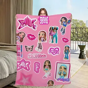 Emilia Mernes "Mala Pero Cutie" Y2K Bratz Style Collage Flannel Blanket | Latin Pop Fan Cozy Throw for Emilia Stans
