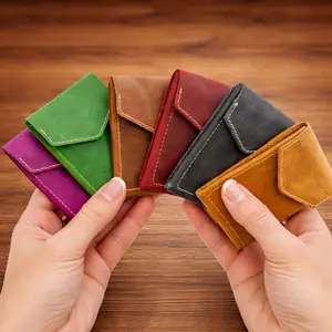 Men’s and Women’s RED Leather Wallet -Holds  Cards, Compact for Front Pocket, Elegant and Practical Design