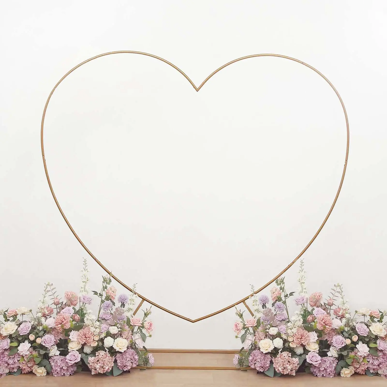 7ft Heavy Duty Gold Metal Heart Shape Photo Backdrop Stand, Wedding Arch Floral Balloon Frame with Sturdy Rectangular Base, Wedding Arched Backdrop, Floral Decorations Festive Backdrops & Banners