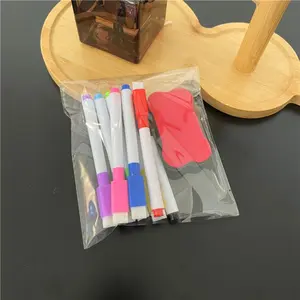 8-Pack Colorful Whiteboard Markers, Reusable Water-Based Erasable Pens with Brush, Large Capacity, No Residue, Highlighter Included, Washable Markers
