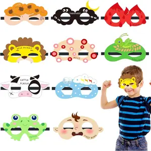 10 Pcs Passover Decorative Masks Frogs Locust Plagues Theme Colorful Pesach Felt Face Masks Party Favors Costume Accessories for Seder Decoration