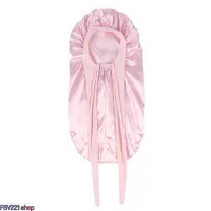 Adjustable Satin Tied Sleep Bonnet - Soft, Large-Size Hair Cover for Long Curly Hair outdoorfun