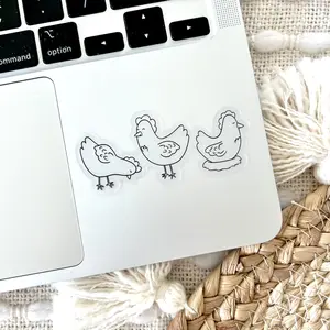 Three Chickens Clear Waterproof Vinyl Sticker, 3x1.34"
