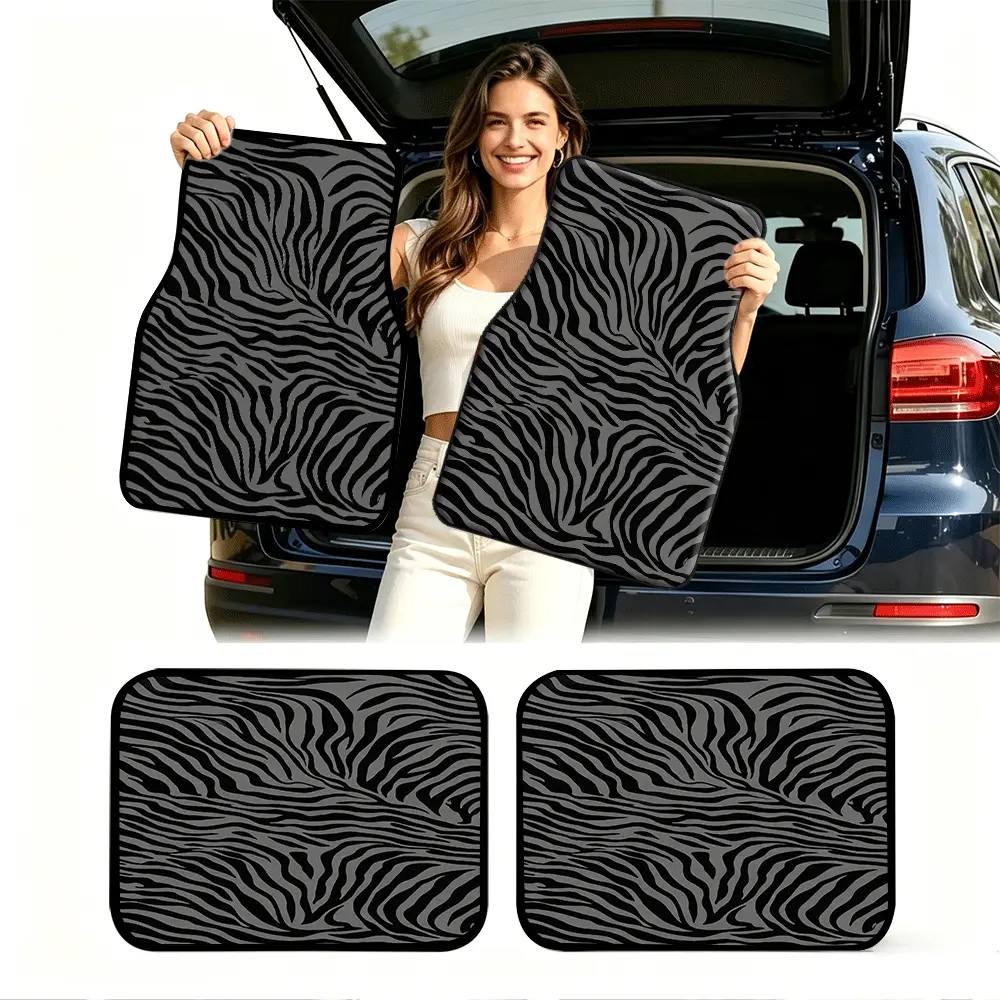 4pcs Set, Universal Car Floor Mats, Zebra Stripe Pattern Car Mats, Car Interior Decoration, Stylish Animal Print Car Accessories. Suitable for SUVs/trucks/sedans/MPVs and Various Vehicle Models. Pet-friendly Material Keeps Your Car Interior Clean