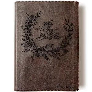 Personalized ESV Women's Study Bible - Brown - Holy Bible in Floral Wreath - Hand Lettered and Engraved