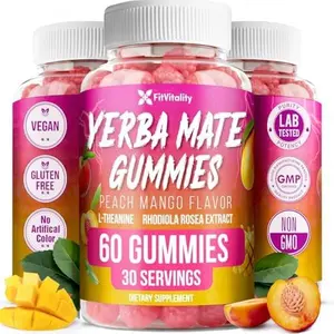 60 Yerba Mate Gummies – SuperFocus & Energy Support – Formulated with Yerba Mate Extract, L-Theanine, Rhodiola, Ginseng, Choline, B12 – Peach Mango Flavor – Vegan, Gluten-Free, Non-GMO