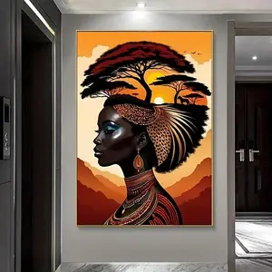 Queen of Africa Canvas Wall Art Modern Abstract Black African Print Frameless Poster for Living Room and Bedroom Decoration Elevate Your Space with Artistry