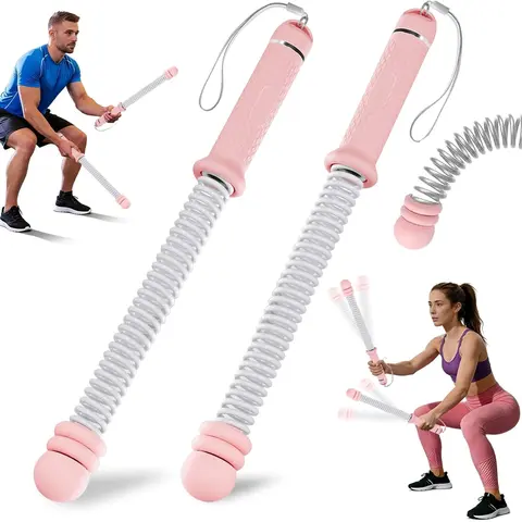 Unisex Multifunction Tension Rope 2-Piece Cordless Weighted Ropeless Set - Completely Silent Spring, Adjustable Resistance, Home Gym Kit, Core Strengthening Full-Body Workout, Portable PP/TPR Strength Equipment for Fitness Enthusiasts
