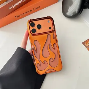 iPhone 17 Pro Max Case with Elegant Flame Pattern, Stylish Electroplated Glossy Finish, Air Flow Design for iPhone 16/15/14/13/12/11 Models Cover