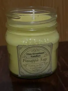 Pineapple Sage 8oz Soy Candle- Mason Jar