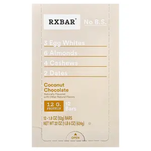 RXBAR Protein Bar, Coconut Chocolate, 12 Bars, 1.8 oz (52 g) Each