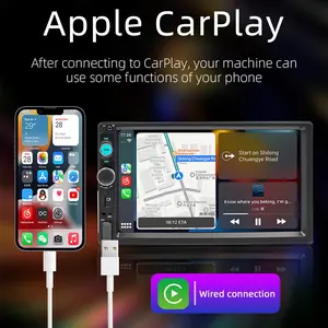 1Din 7" Touch Screen Car Stereo Bluetooth Radio, Wireless Apple CarPlay Android Auto GPS Navigation Player
