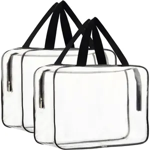 2Pcs Large Clear Makeup Cosmetic Organizer Bag, Plastic Tote Bags, Transparent Handbag Purse (12x9x4inch) - Home Improvement.