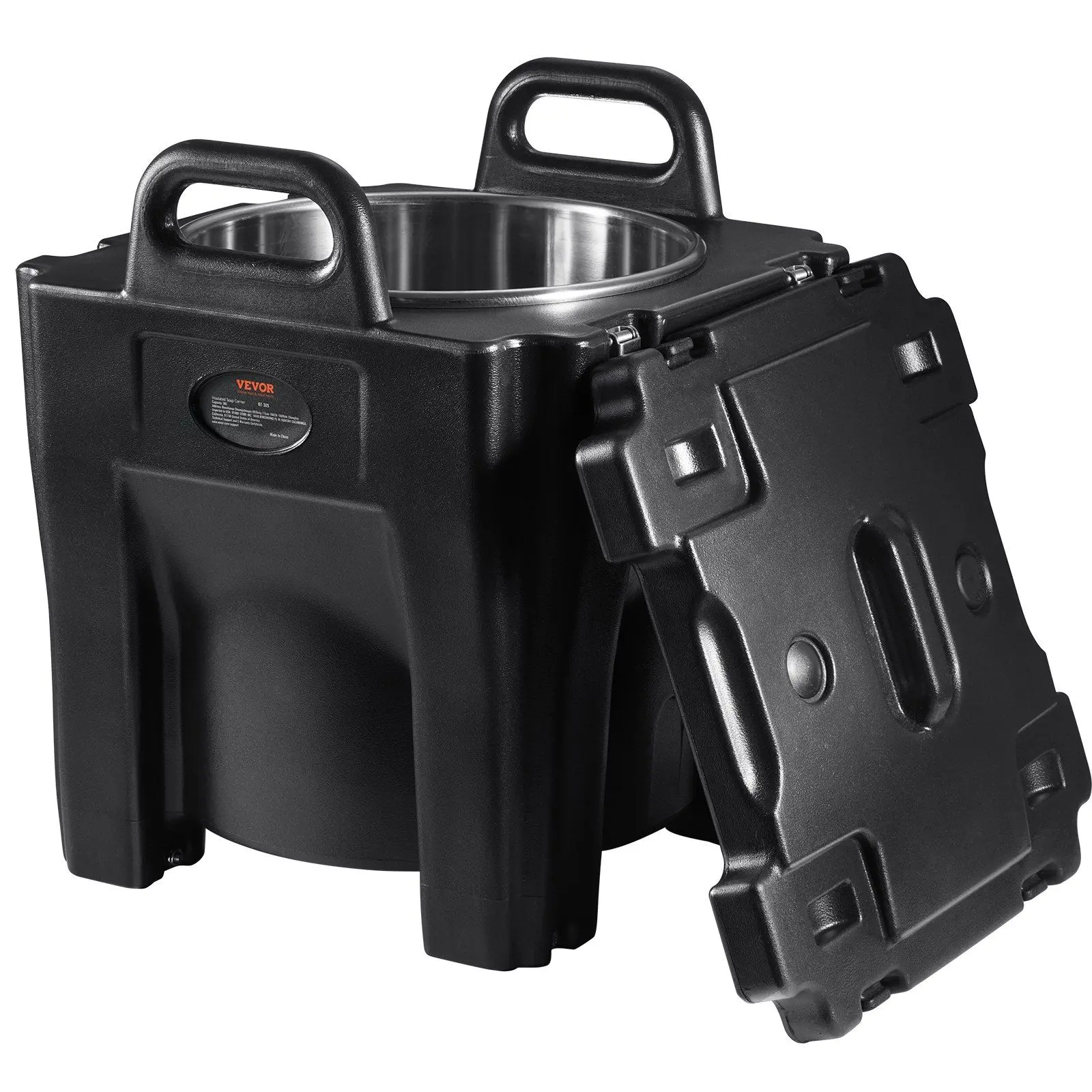 Spring new arrivals Insulated Food Carrier, 32Qt Capacity, Stackable Catering Hot Box w/Stainless Steel Barrel, Top Load LLDPE Food Warmer w/Integral Handles Buckles Stationary , for Restaurant Canteen, Black