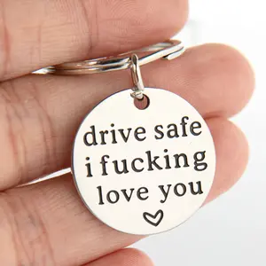 Engraved Message Keychains - Stainless Steel, Rust-Resistant, Durable Casual Couple Key Ring with Heartfelt Engraving, Valentine's Day Romantic Love Token for Him and Her