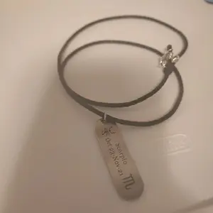 Zodiac Necklace - Scorpio Pendant with October 23 to November 21 Engraving on Soft Cord