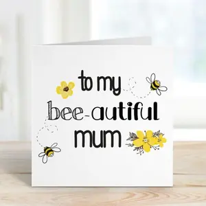 1pc Mother's Day greeting card for mom, cute bees, pun greeting card, birthday card for mom, give mom to my beautiful mom, fun mom card, mom gift, mom