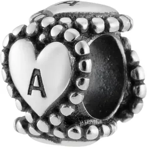 A-Z Alphabets Letters Initial Name Hearts Spacer Bead Charm