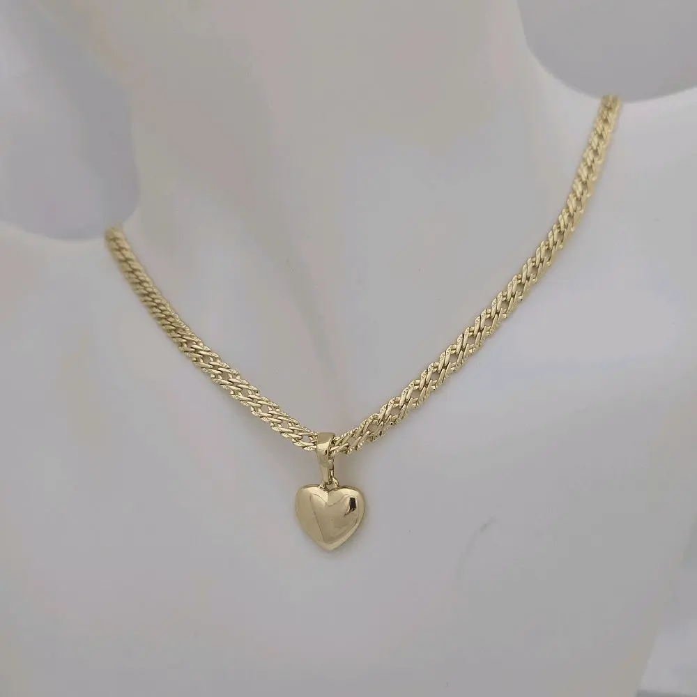 Gold Heart Pendant Necklace - Cadena 193 y Dije 478 - Elegant Gold Chain with Heart Charm for Women