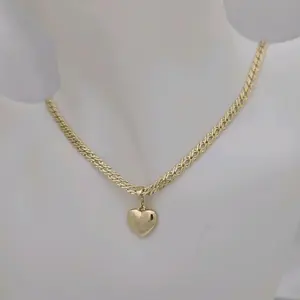 Gold Heart Pendant Necklace - Cadena 193 y Dije 478 - Elegant Gold Chain with Heart Charm for Women