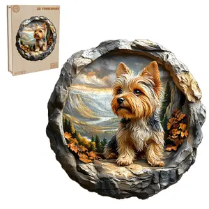 3D Yorkshire Wooden Jigsaw Puzzle for Adults and Kids Unique Shape Animal Wood Puzzles Challenging Puzzle, Family Game Creative Gifts，Laser-Cut Durable HDF Wood Puzzle