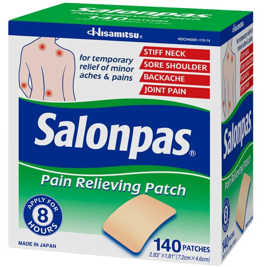 Hisamitsu Salonpas Pain Relieving Patch 140 Patches for Stiff Neck Sore Shoulder Backache & Joint Pain Relief 2.83"x1.81" Made in Japan