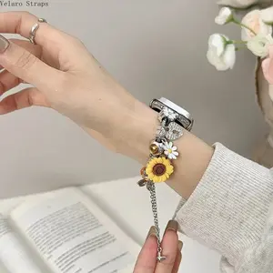 Adjustable Daisy & Bee Charm Apple Watch Band, Cute Floral Strap for Women, Compatible with Series 1–11/Ultra/SE