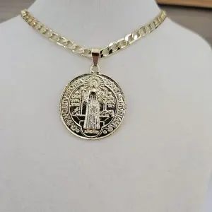 (DB 5)San Benito Medall and Chain 14K Gold Laminate Waterproof 2 size chain 20 and 24 inch