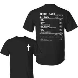 Jesus Paid It All Salvation Christian Faith Graphic Tee Men T-Shirt Unisex Y2K Graphic Tee (Viral) TikTok Shop Deals S-3XL Christian Clothing