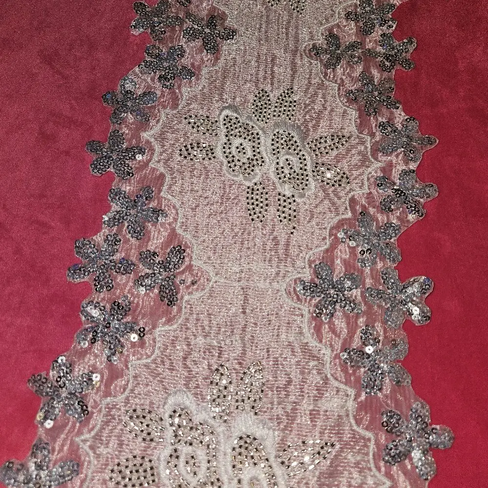 Elegant Sequin Embroidered Lace Fabric for Dressmaking and Crafting Projects