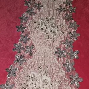 Elegant Sequin Embroidered Lace Fabric for Dressmaking and Crafting Projects